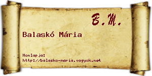 Balaskó Mária névjegykártya